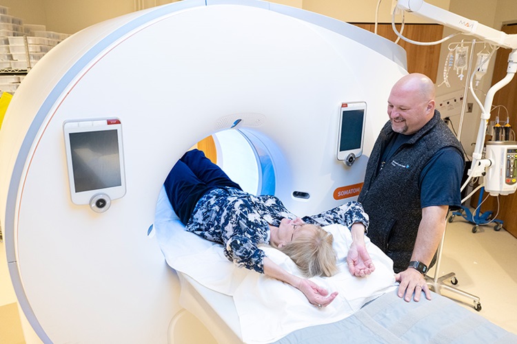Patient undergoes CT lung cancer screening at Lahey Hospital & Medical Center.